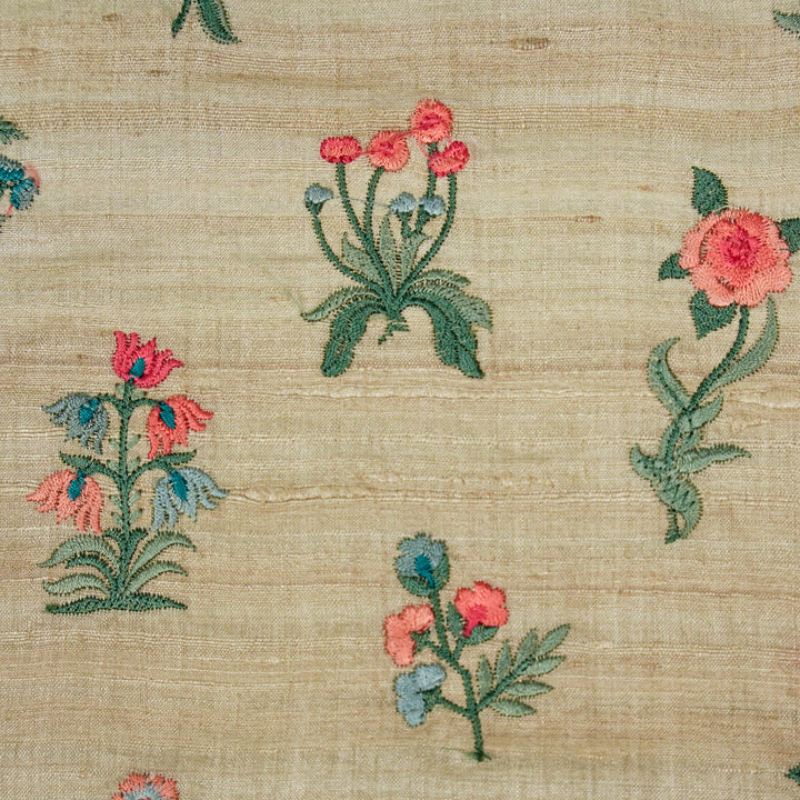 Vasundhara Floral Butas on Natural/Green Tussar Silk