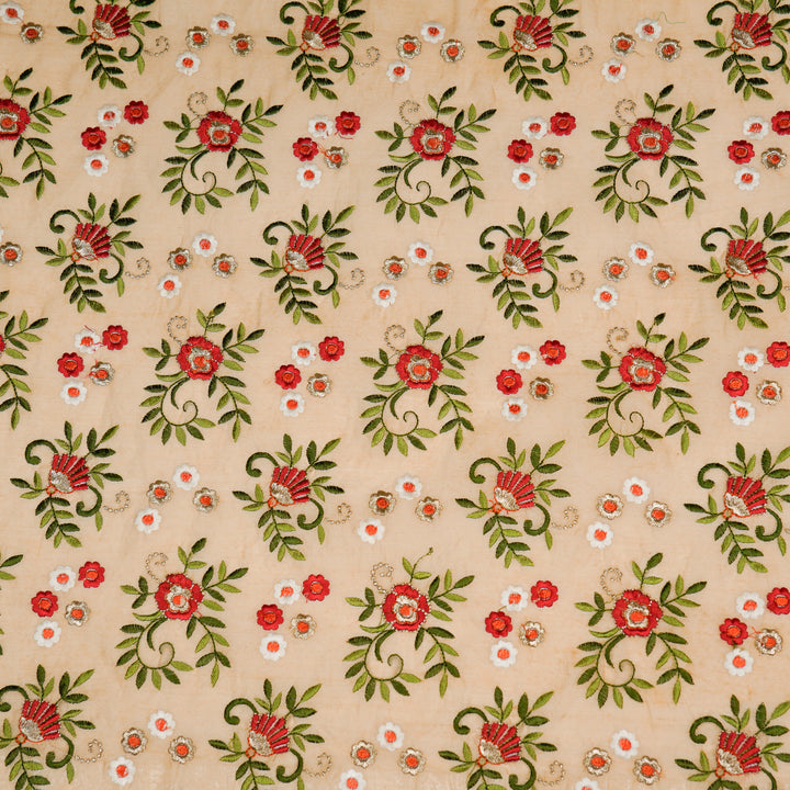 Shyama Jaal on Beige Semi Chanderi Embroidered Fabric