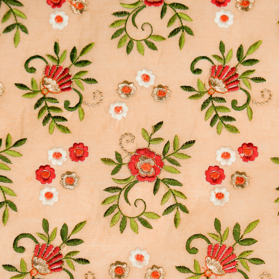 Shyama Jaal on Beige Semi Chanderi Embroidered Fabric