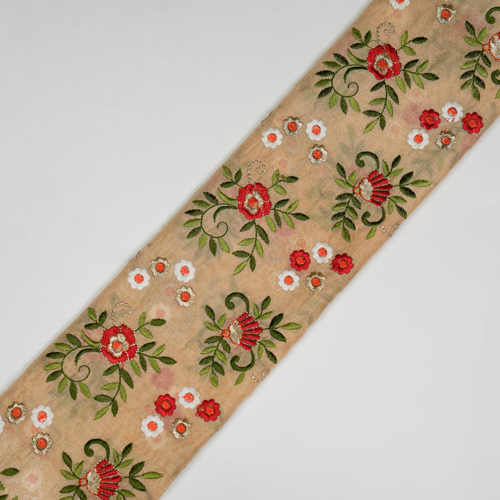 Shyama Jaal on Beige Semi Chanderi Embroidered Fabric