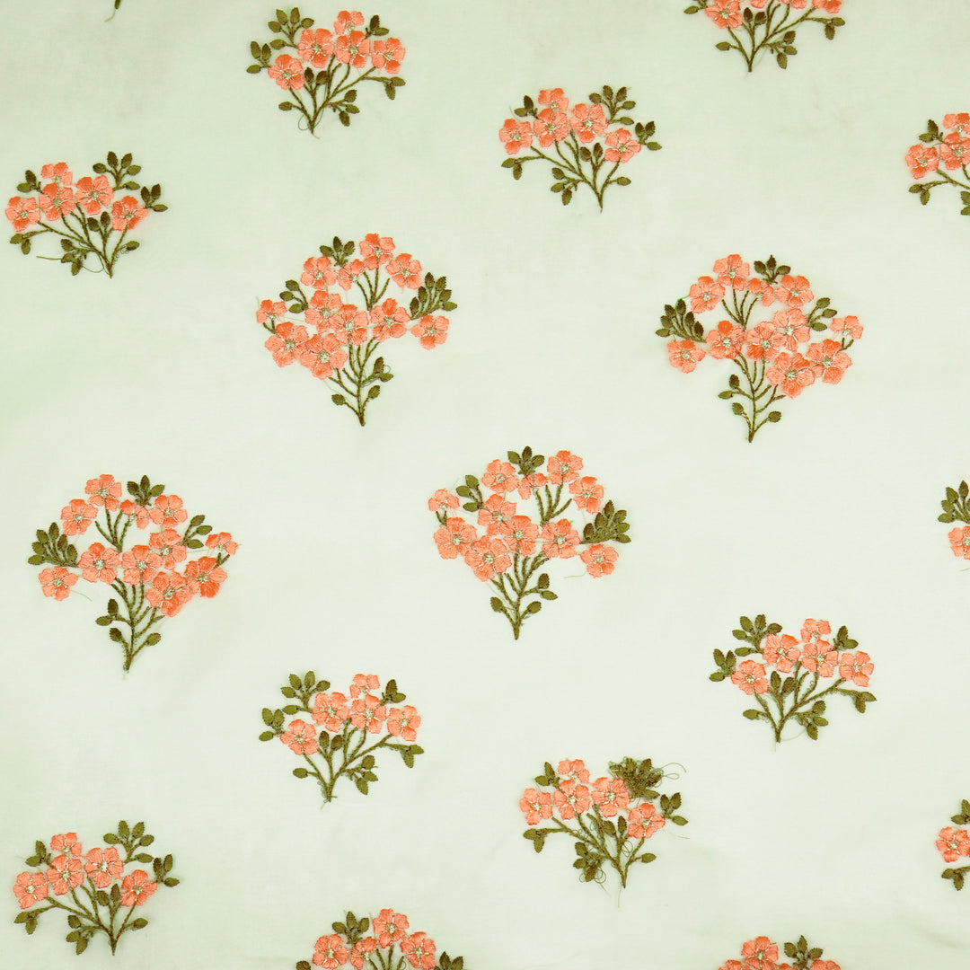 Lamia Buta on Sea Green Imported Silk Organza Embroidered Fabric