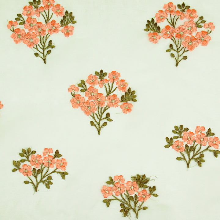 Lamia Buta on Sea Green Imported Silk Organza Embroidered Fabric