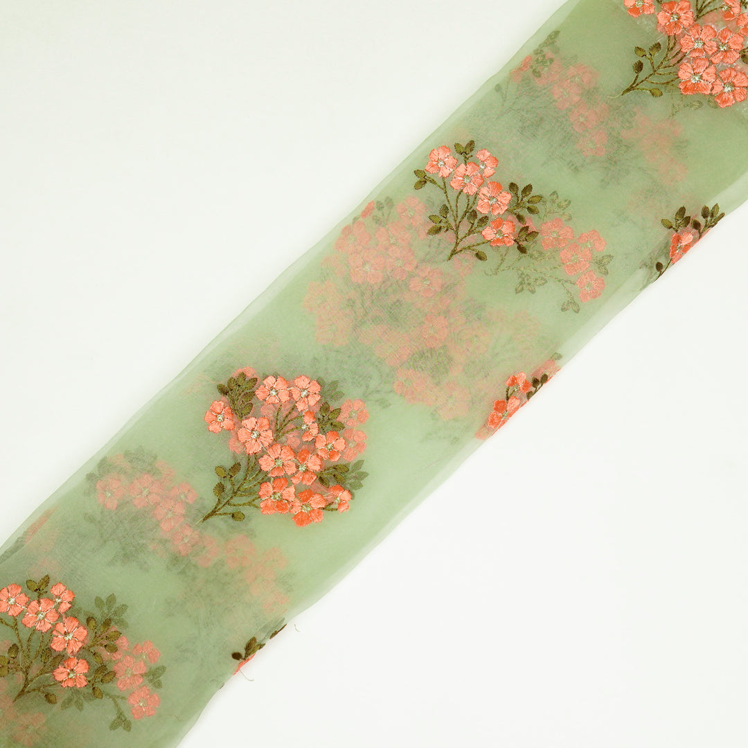 Lamia Buta on Sea Green Imported Silk Organza Embroidered Fabric