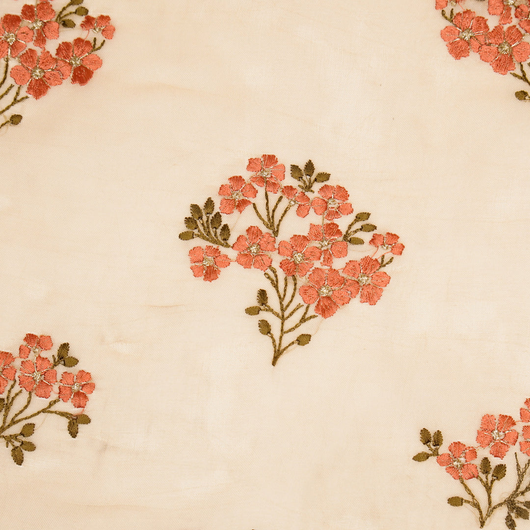 Lamia Buta on Beige Imported Silk Organza Embroidered Fabric