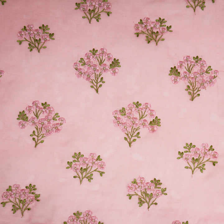 Lamia Buta on Deep Pink Imported Silk Organza Embroidered Fabric