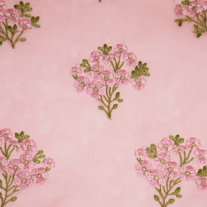 Lamia Buta on Deep Pink Imported Silk Organza Embroidered Fabric