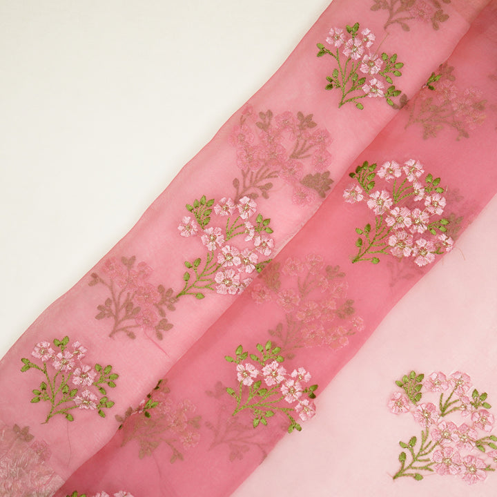 Lamia Buta on Deep Pink Imported Silk Organza Embroidered Fabric