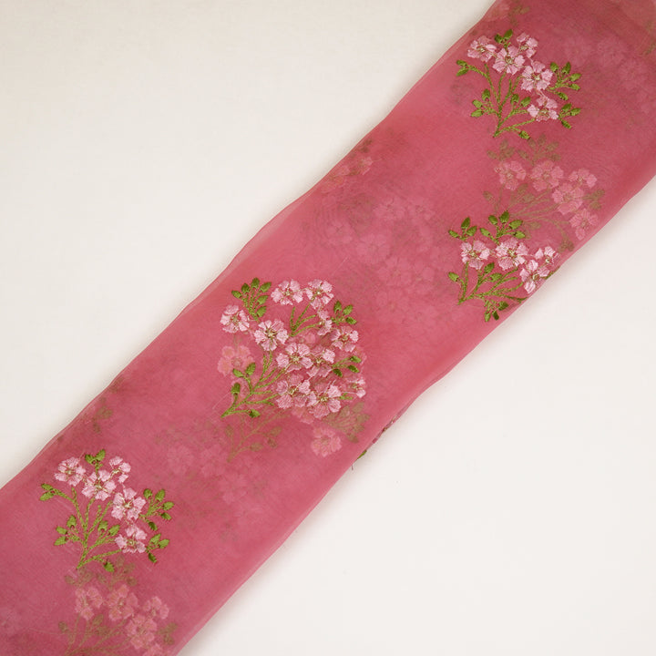 Lamia Buta on Deep Pink Imported Silk Organza Embroidered Fabric