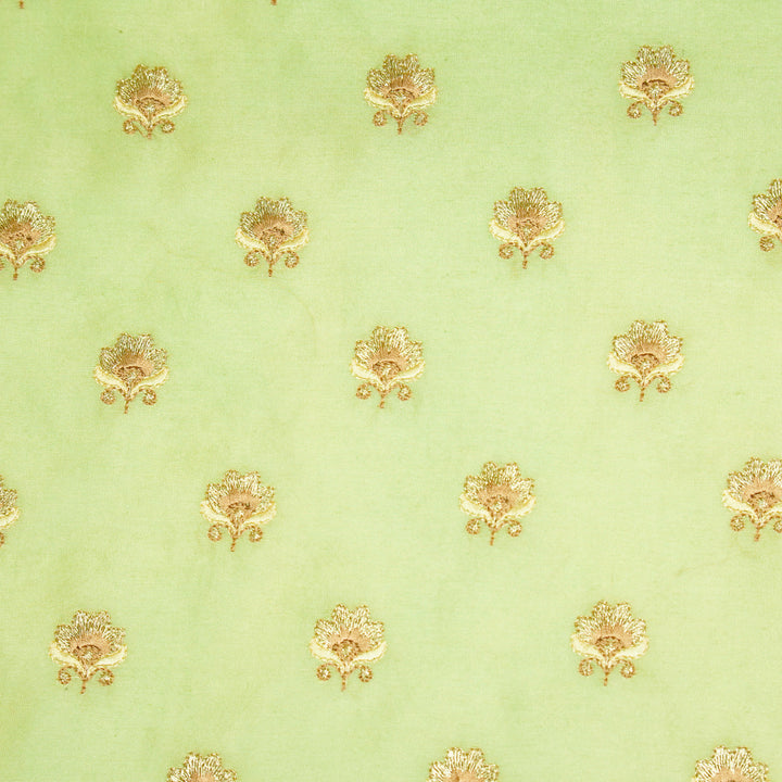 Hemika Buti on Light Pista Silk Chanderi Embroidered Fabric