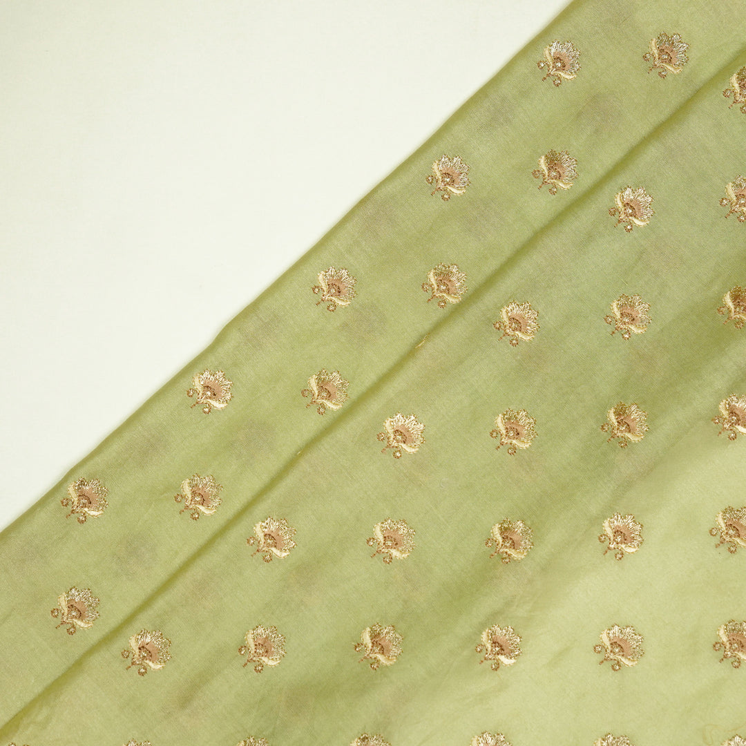 Hemika Buti on Light Pista Silk Chanderi Embroidered Fabric