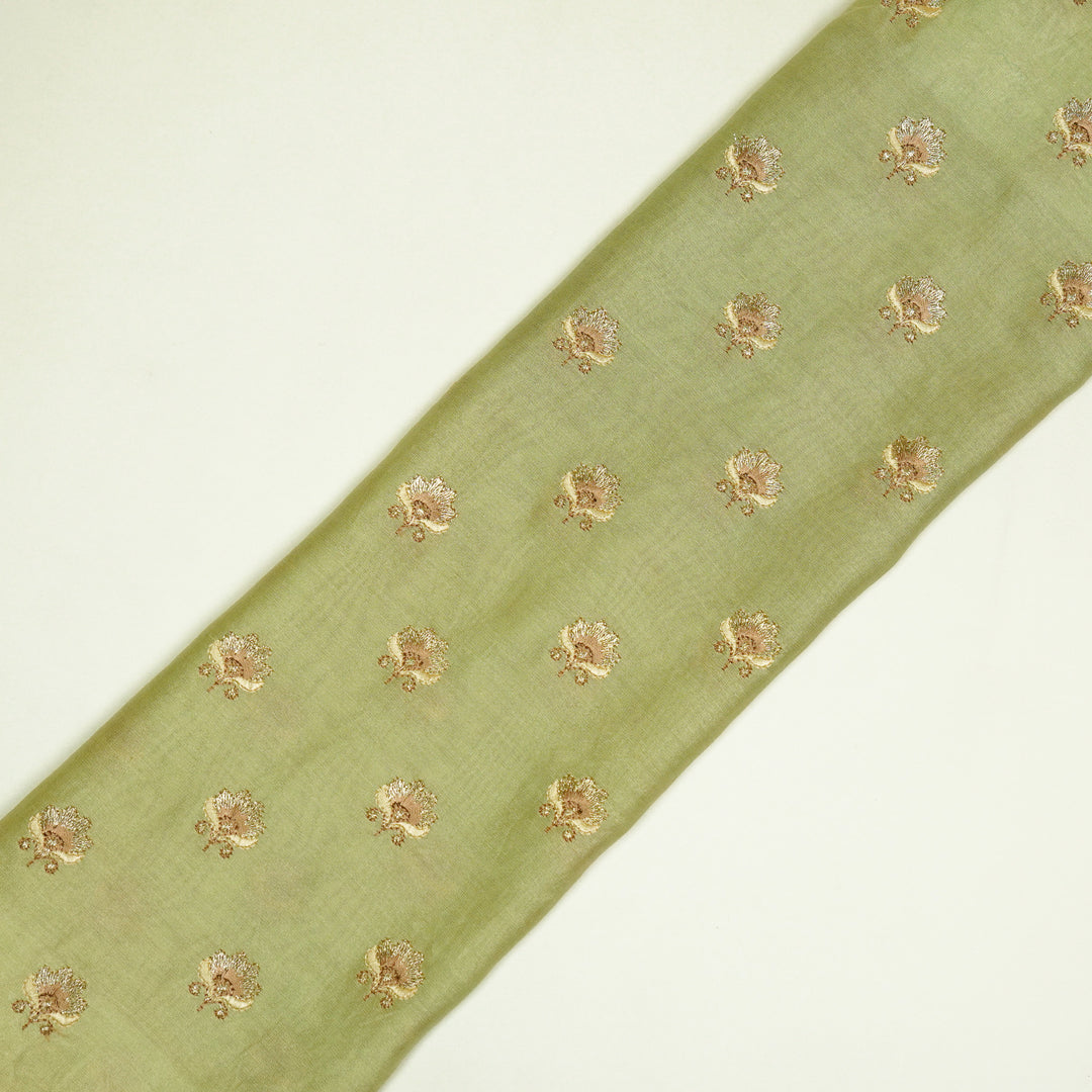 Hemika Buti on Light Pista Silk Chanderi Embroidered Fabric