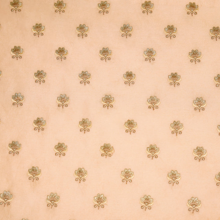 Hemika Buti on Peach Silk Chanderi Embroidered Fabric