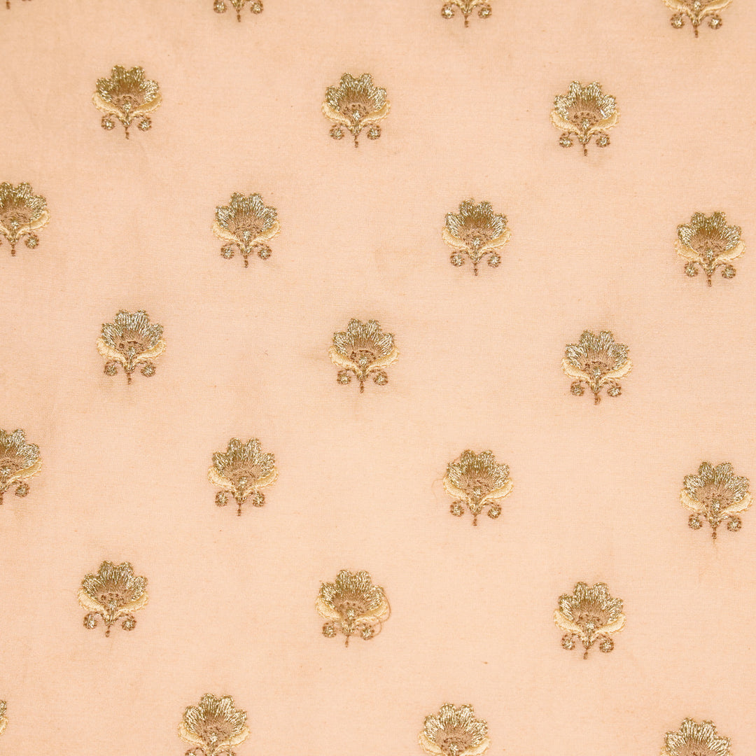 Hemika Buti on Peach Silk Chanderi Embroidered Fabric