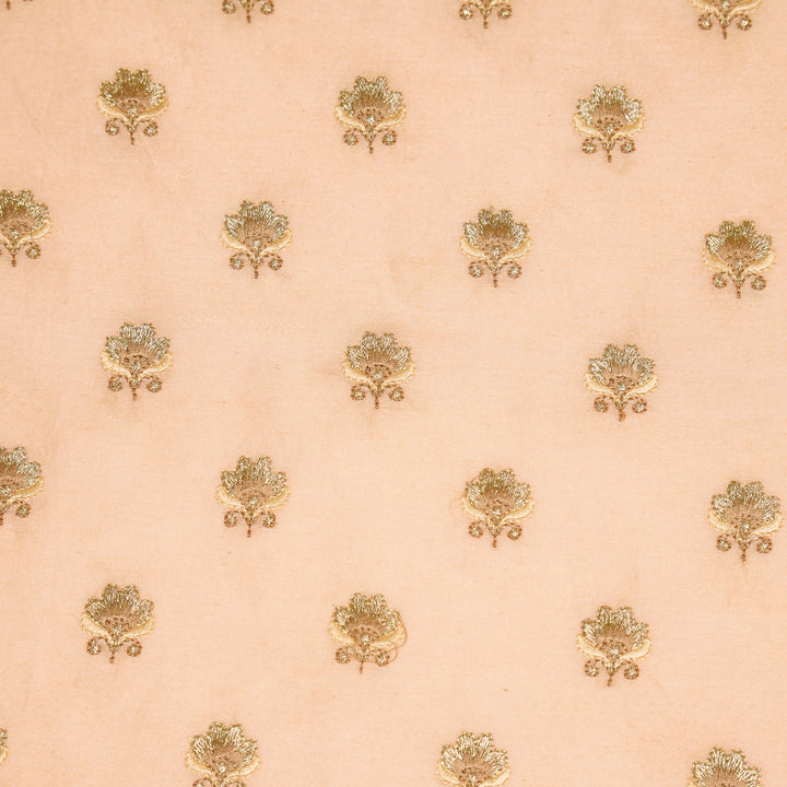 Hemika Buti on Peach Silk Chanderi Embroidered Fabric