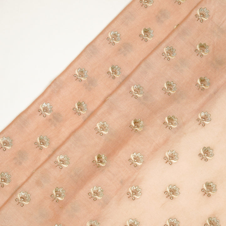 Hemika Buti on Peach Silk Chanderi Embroidered Fabric