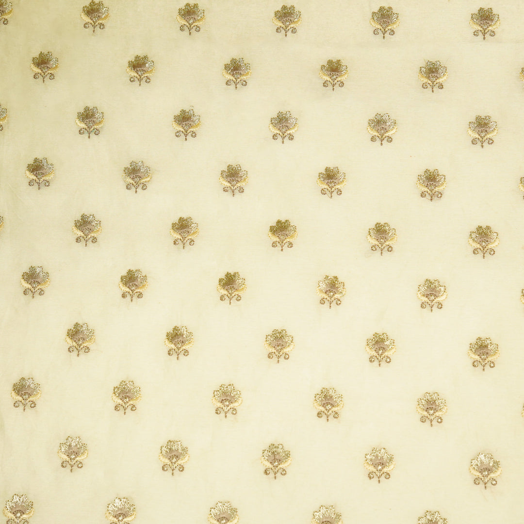 Hemika Buti on Cream Silk Chanderi Embroidered Fabric