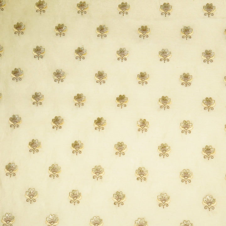 Hemika Buti on Cream Silk Chanderi Embroidered Fabric