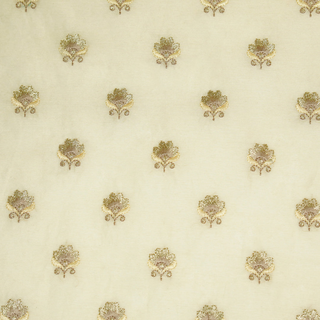 Hemika Buti on Cream Silk Chanderi Embroidered Fabric