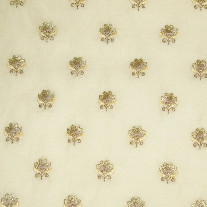 Hemika Buti on Cream Silk Chanderi Embroidered Fabric