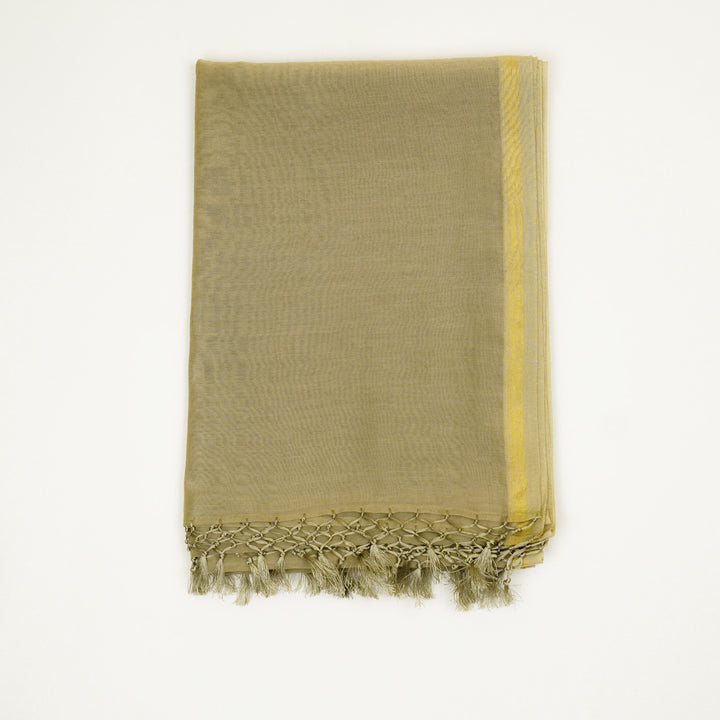 Kiara Buta on Suit fabric Set on Silk Chanderi (Unstitched)- Light Mouse