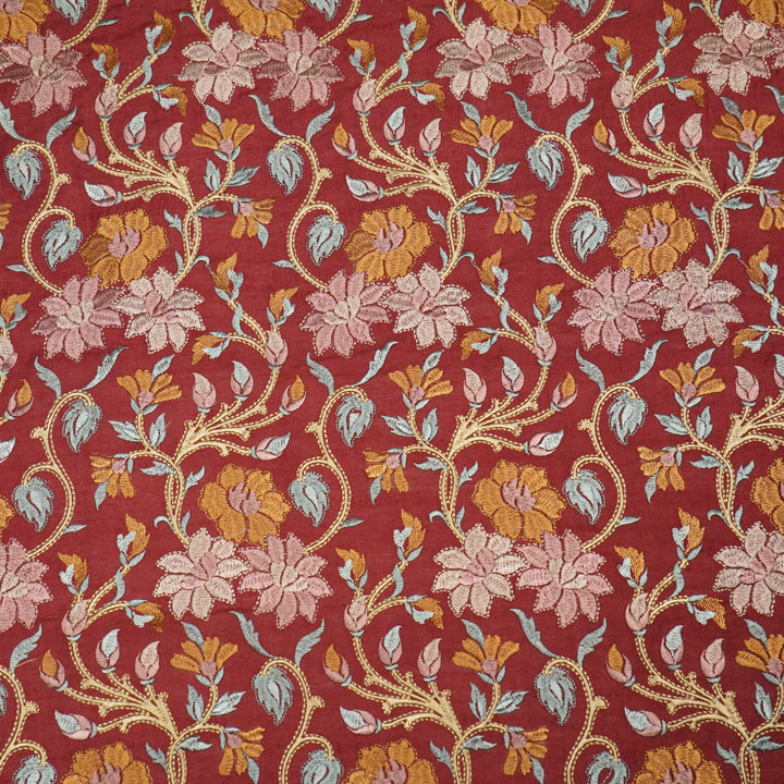 Afreen Heavy floral Jaal on Maroon Munga Silk