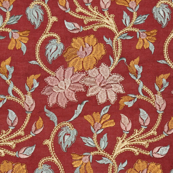 Afreen Heavy floral Jaal on Maroon Munga Silk