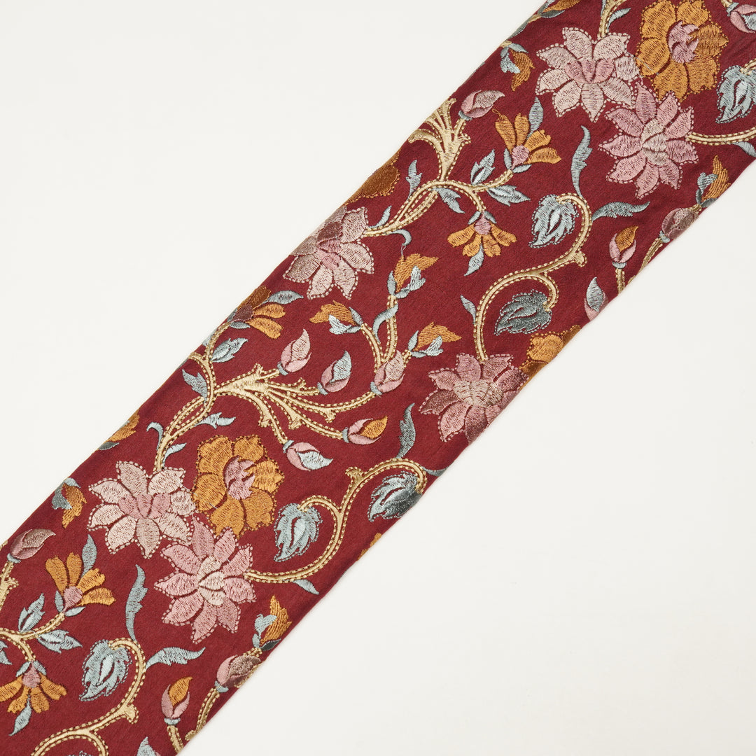 Afreen Heavy floral Jaal on Maroon Munga Silk