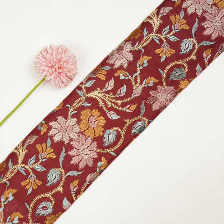 Afreen Heavy floral Jaal on Maroon Munga Silk