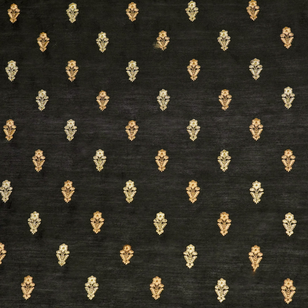Tusha Buti on Black Luxe Silk Chanderi Embroidered Fabric