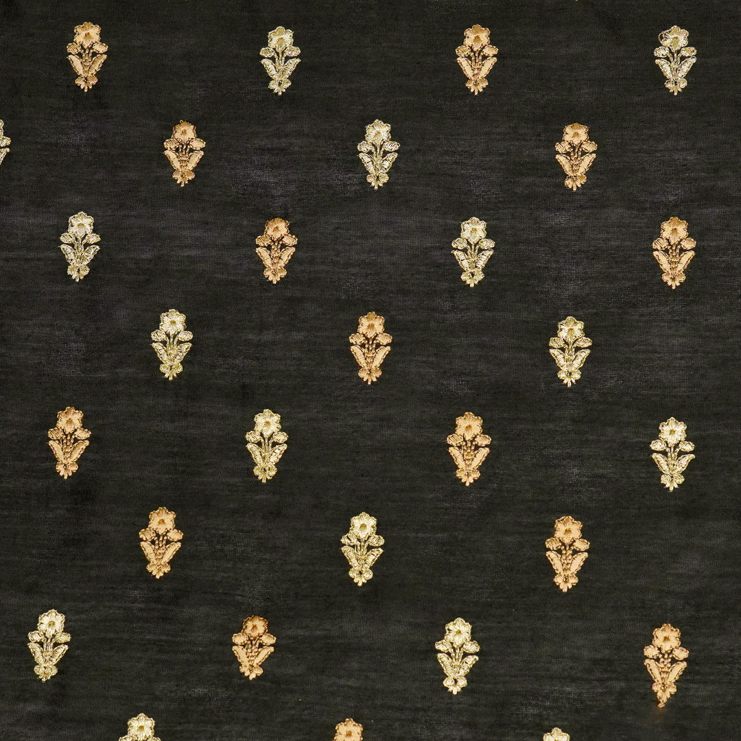 Tusha Buti on Black Luxe Silk Chanderi Embroidered Fabric