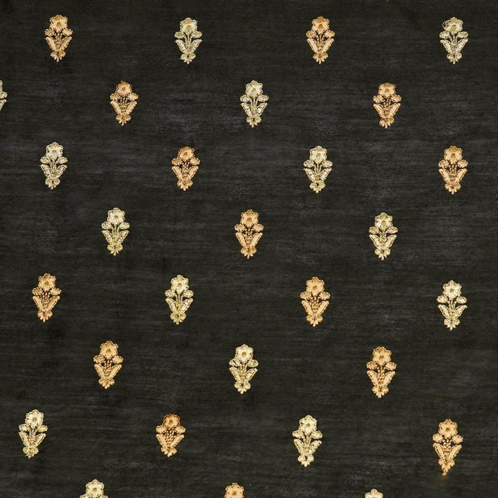 Tusha Buti on Black Luxe Silk Chanderi Embroidered Fabric