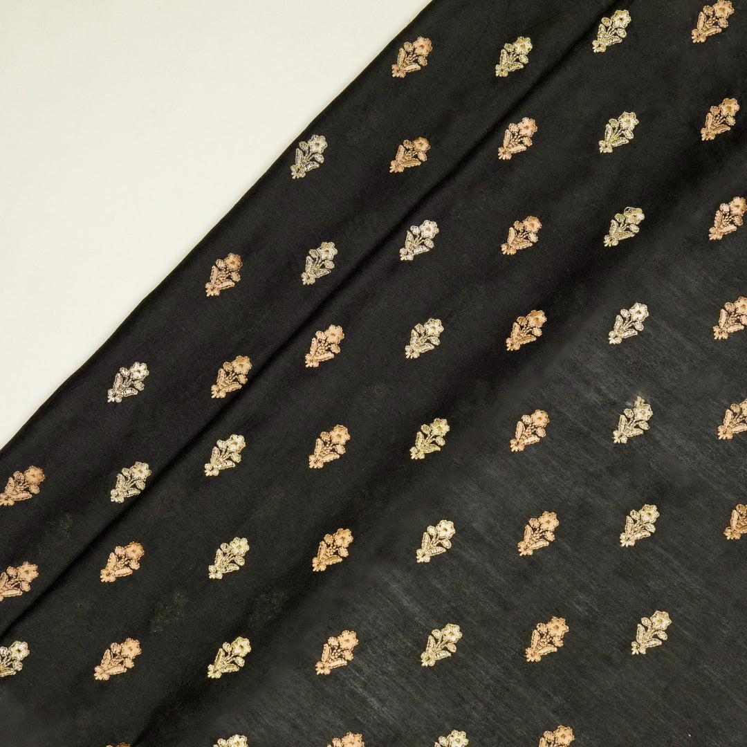 Tusha Buti on Black Luxe Silk Chanderi Embroidered Fabric
