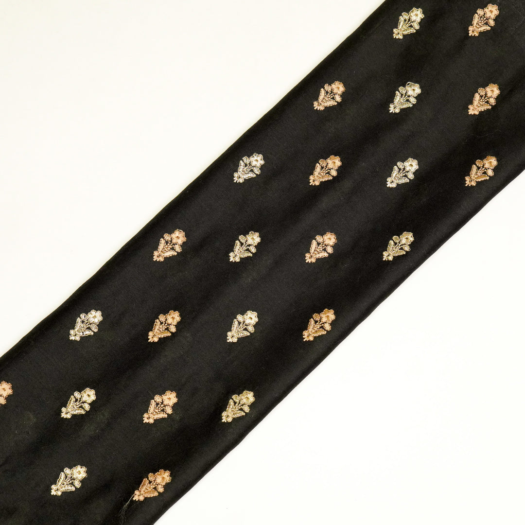 Tusha Buti on Black Luxe Silk Chanderi Embroidered Fabric