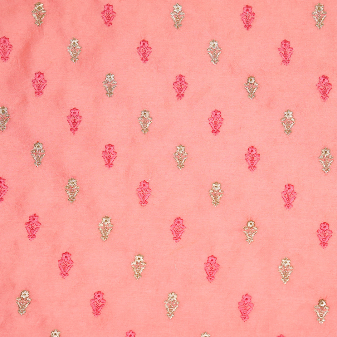 Tusha Buti on Gajari Luxe Silk Chanderi Embroidered Fabric