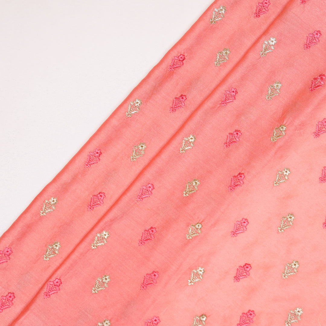 Tusha Buti on Gajari Luxe Silk Chanderi Embroidered Fabric