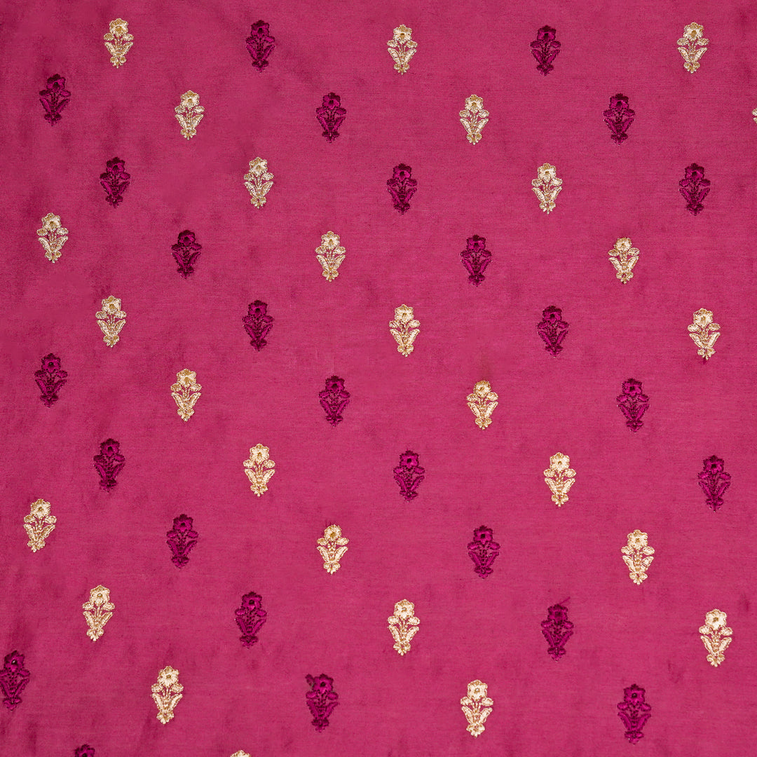 Tusha Buti on Dusky Fuxia Luxe Silk Chanderi Embroidered Fabric