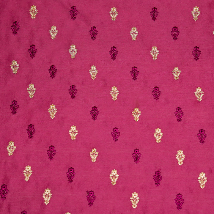Tusha Buti on Dusky Fuxia Luxe Silk Chanderi Embroidered Fabric