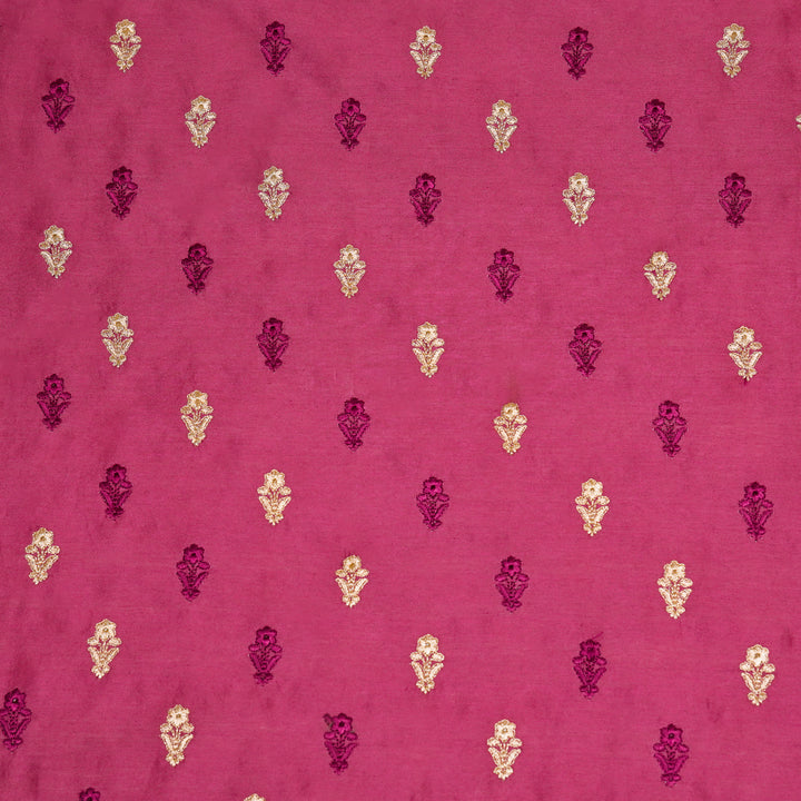 Tusha Buti on Dusky Fuxia Luxe Silk Chanderi Embroidered Fabric