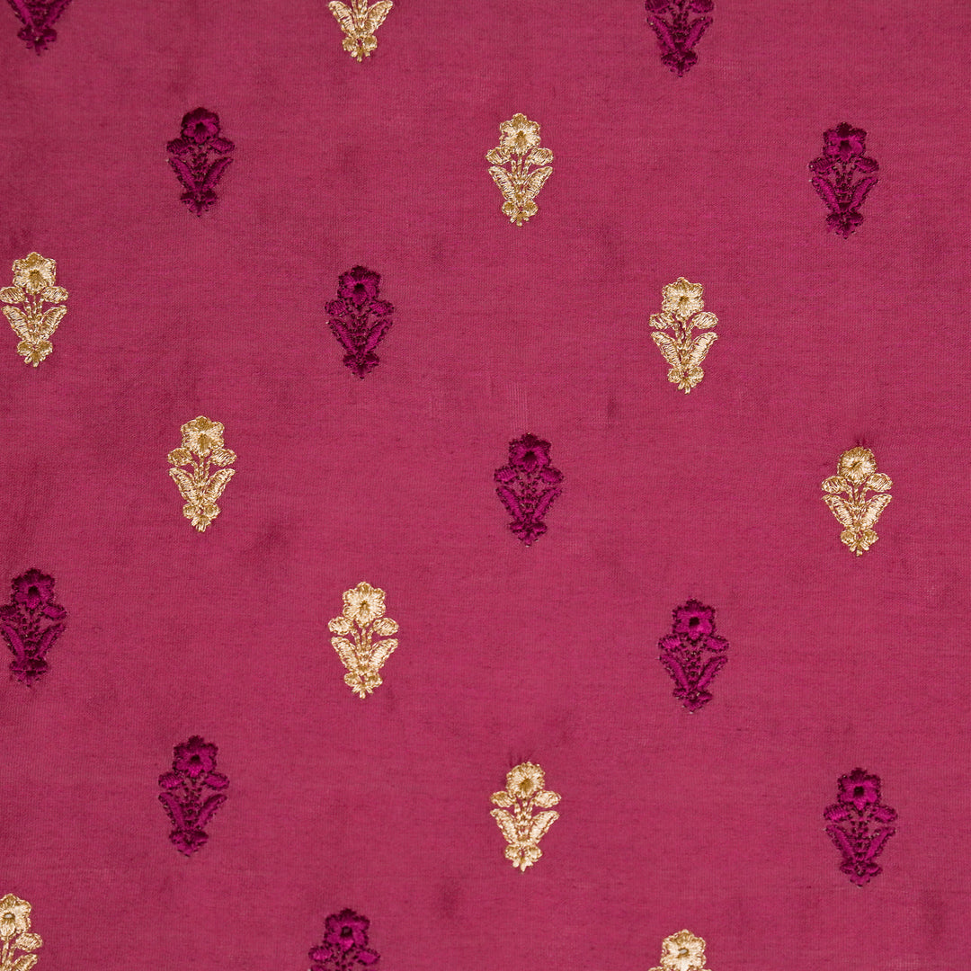 Tusha Buti on Dusky Fuxia Luxe Silk Chanderi Embroidered Fabric