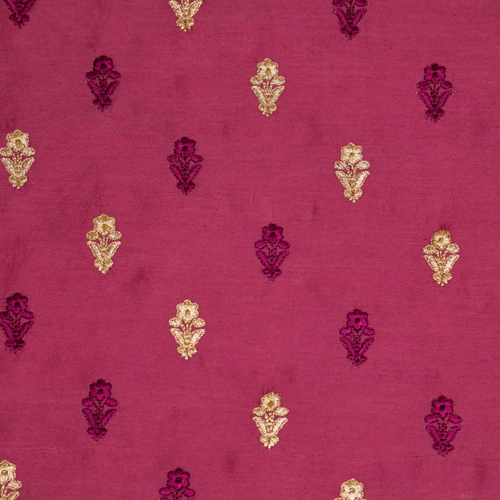 Tusha Buti on Dusky Fuxia Luxe Silk Chanderi Embroidered Fabric