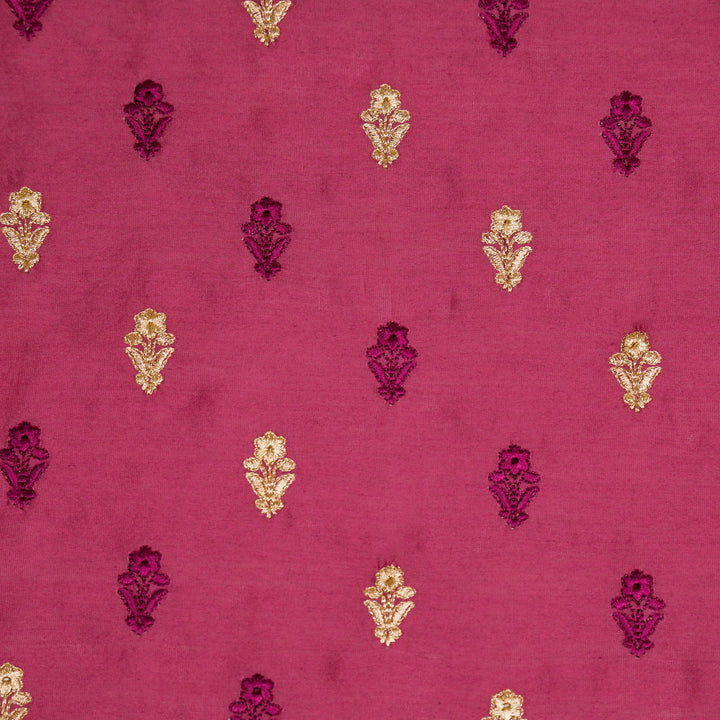 Tusha Buti on Dusky Fuxia Luxe Silk Chanderi Embroidered Fabric