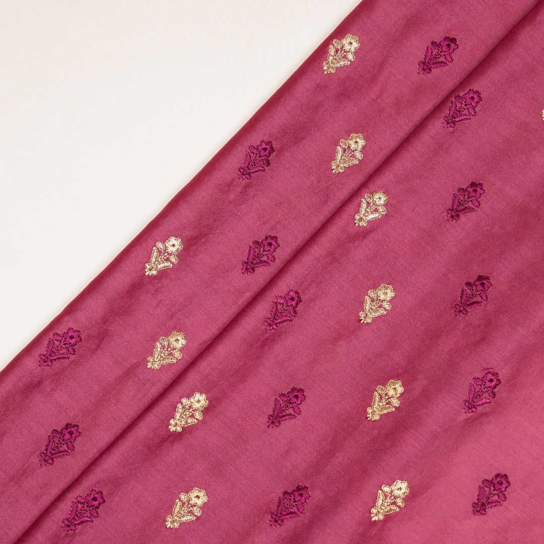 Tusha Buti on Dusky Fuxia Luxe Silk Chanderi Embroidered Fabric