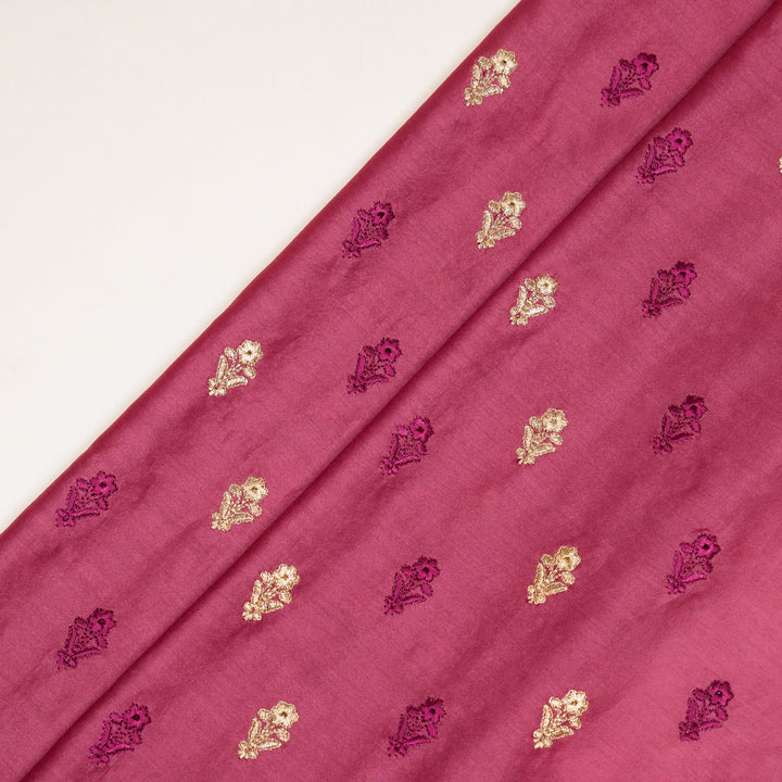 Tusha Buti on Dusky Fuxia Luxe Silk Chanderi Embroidered Fabric