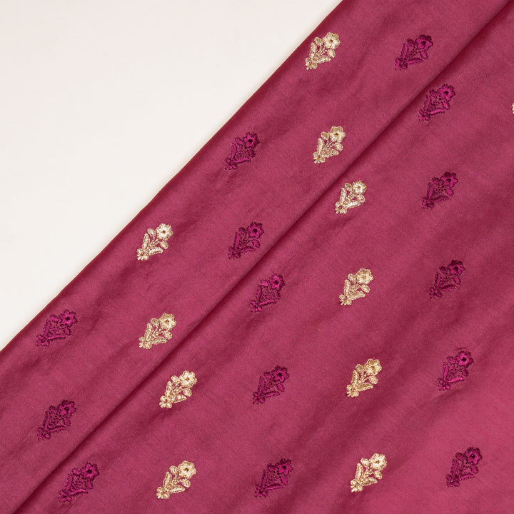 Tusha Buti on Dusky Fuxia Luxe Silk Chanderi Embroidered Fabric