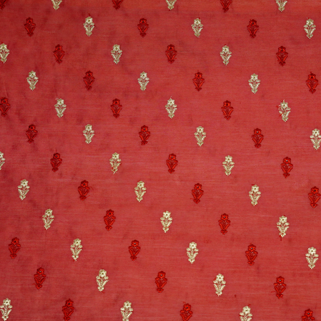 Tusha Buti on Maroon Luxe Silk Chanderi Embroidered Fabric