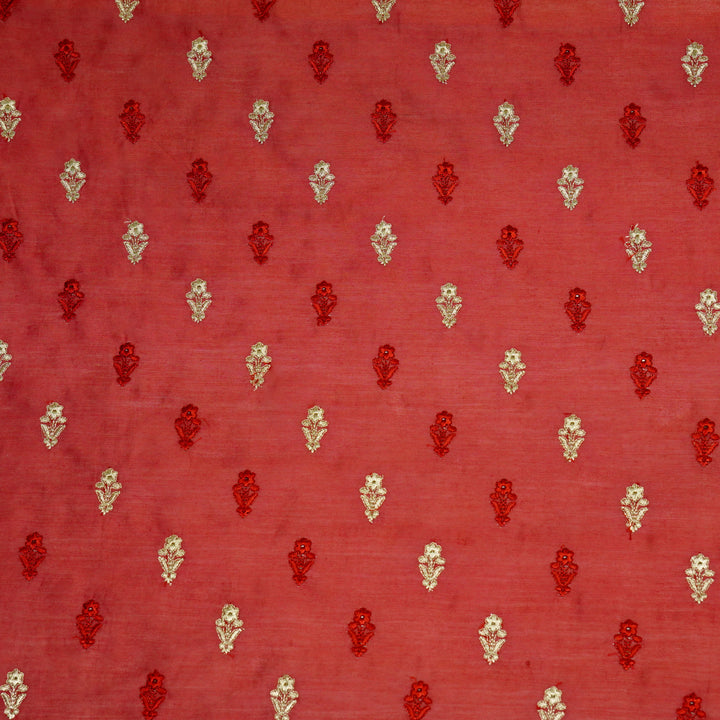 Tusha Buti on Maroon Luxe Silk Chanderi Embroidered Fabric