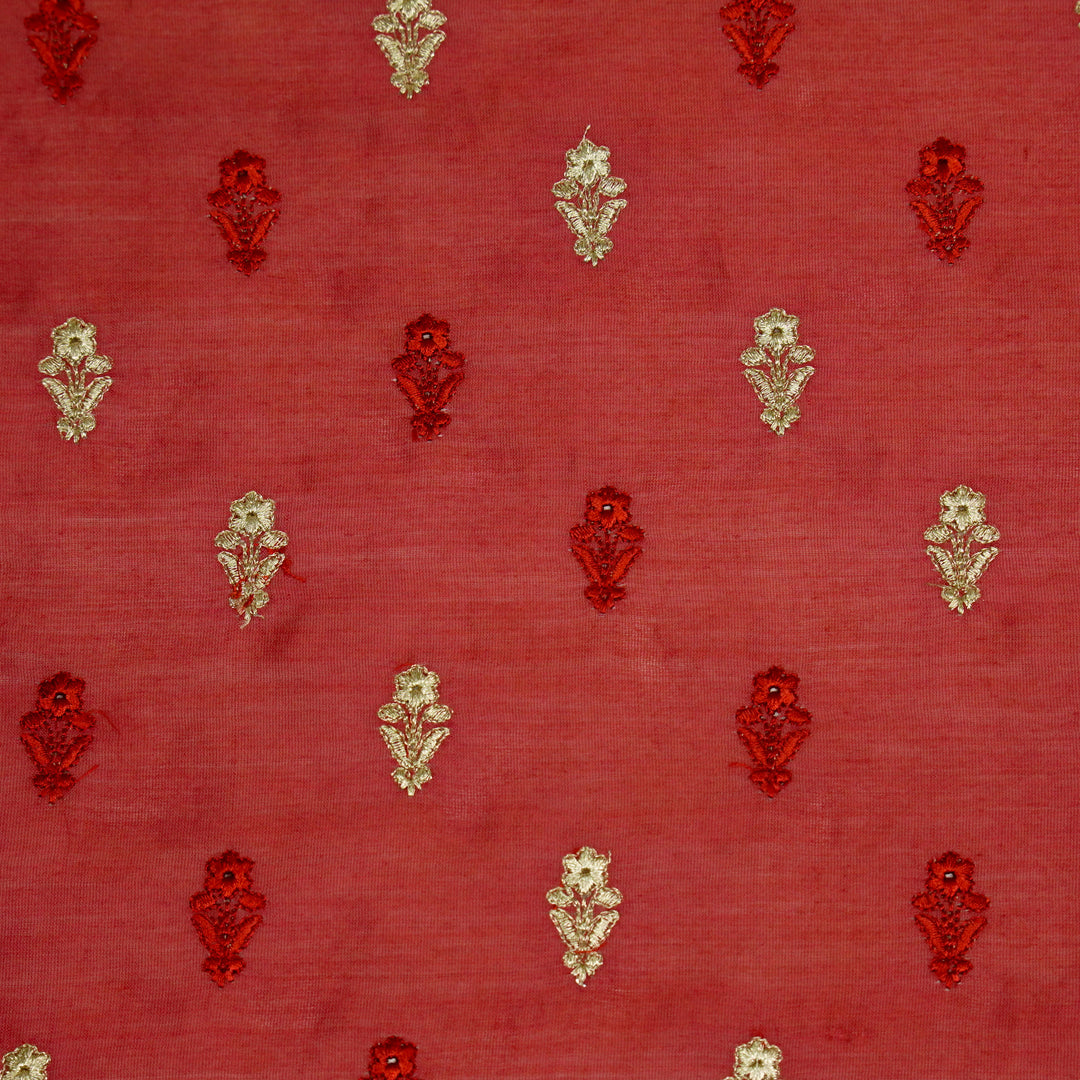 Tusha Buti on Maroon Luxe Silk Chanderi Embroidered Fabric