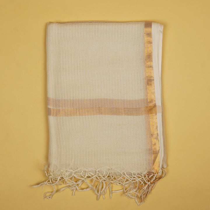 Bani Jaal Suit fabric Set on Cotton Silk (Unstitched)- Ivory