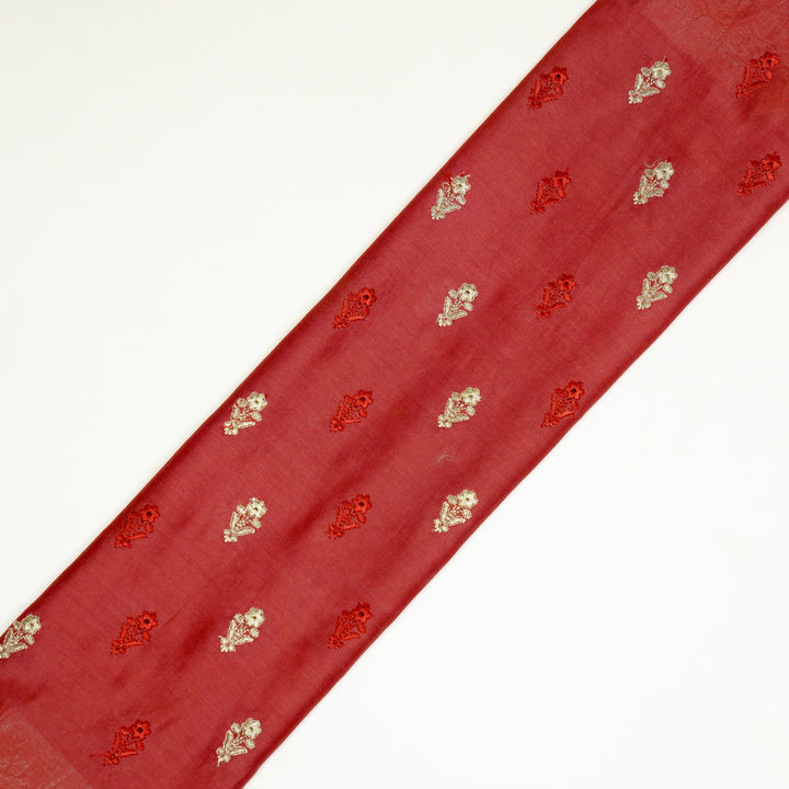 Tusha Buti on Maroon Luxe Silk Chanderi Embroidered Fabric