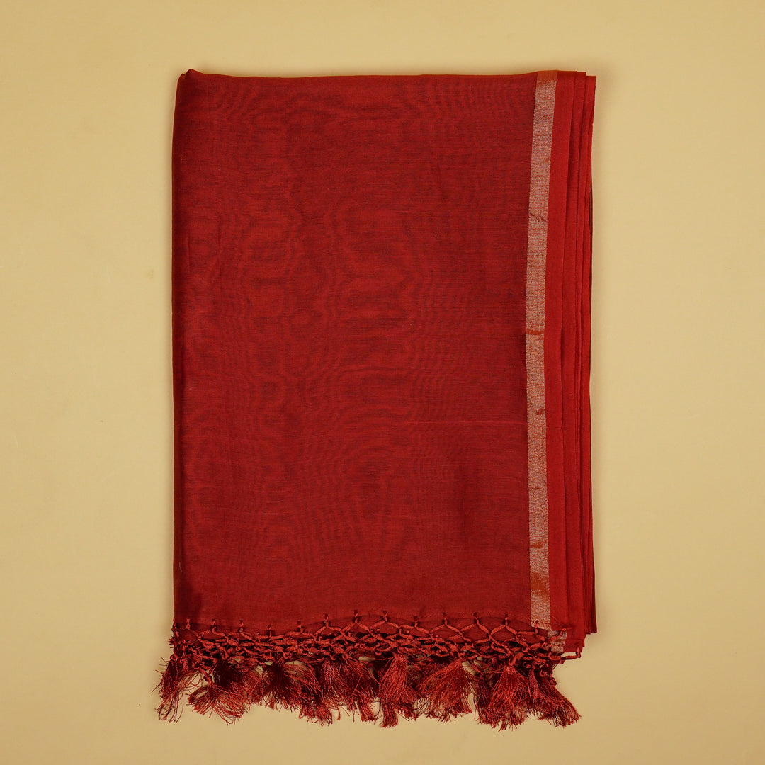 Nandani Buti Suit fabric Set on Silk Chanderi (Unstitched)- Maroon